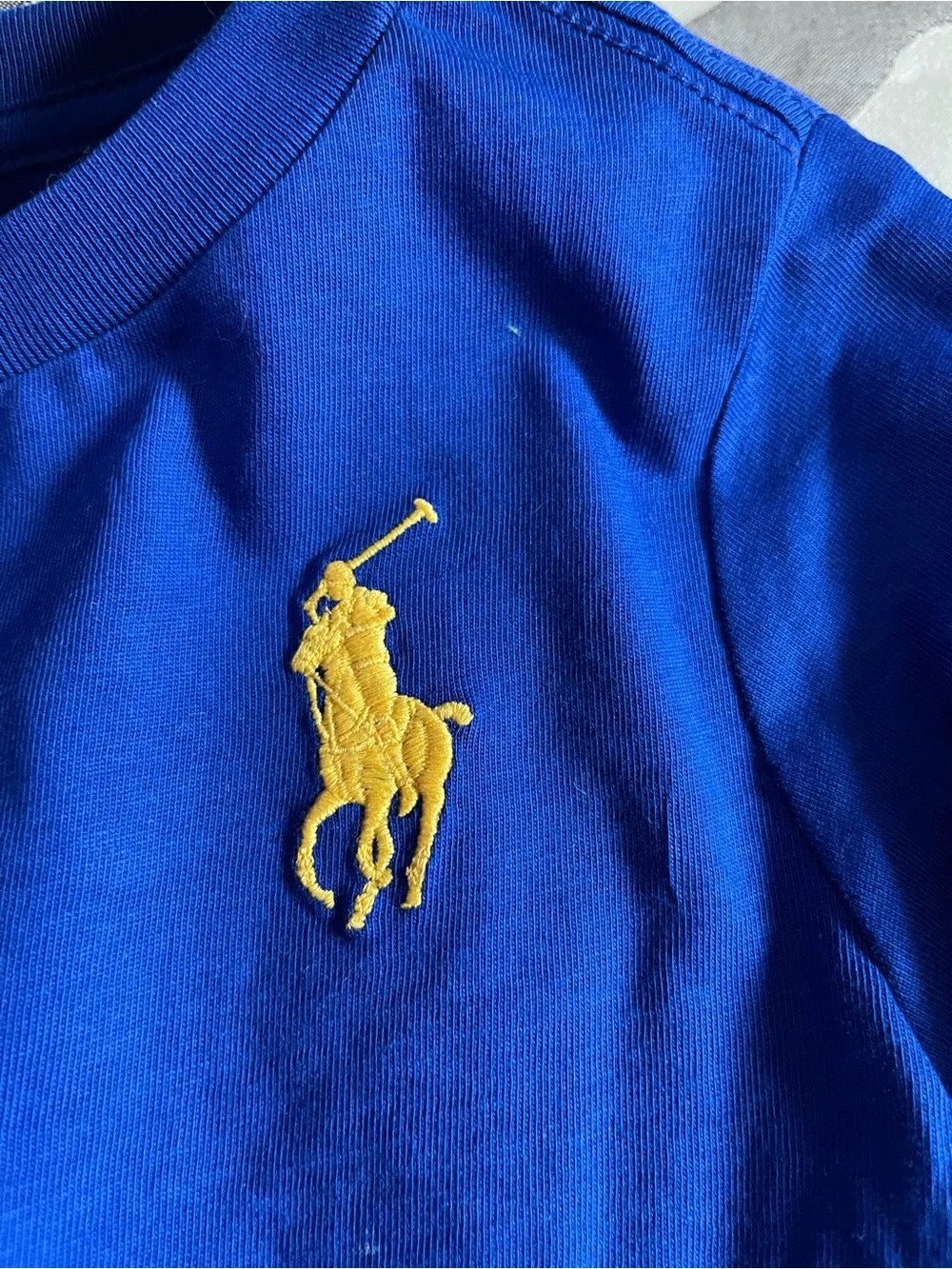 Ralph Lauren Toddler Long-Sleeve Tee in Royal Blue with Yellow Logo